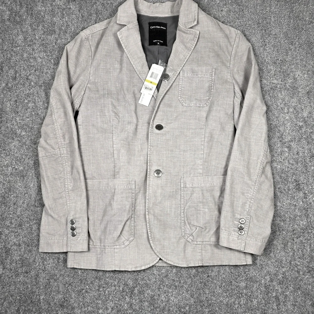 Calvin Klein Blazer Mens M 42R Grey‎ Cotton Blend NWT Sport Coat Professional